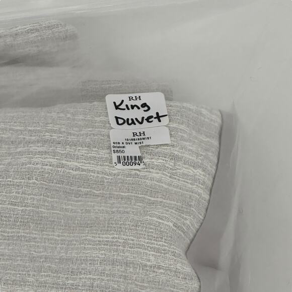 Restoration Hardware Striated Cotton Linen Duvet Cover King Size Mist Gray - Picture 5 of 7